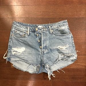 High waisted, distressed, short shorts